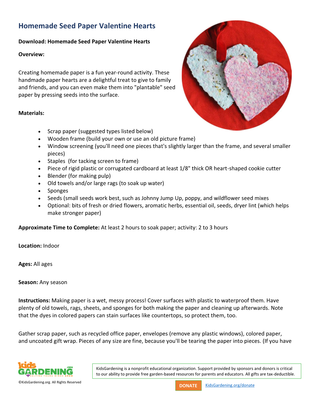 Homemade Seed Paper Valentine Hearts