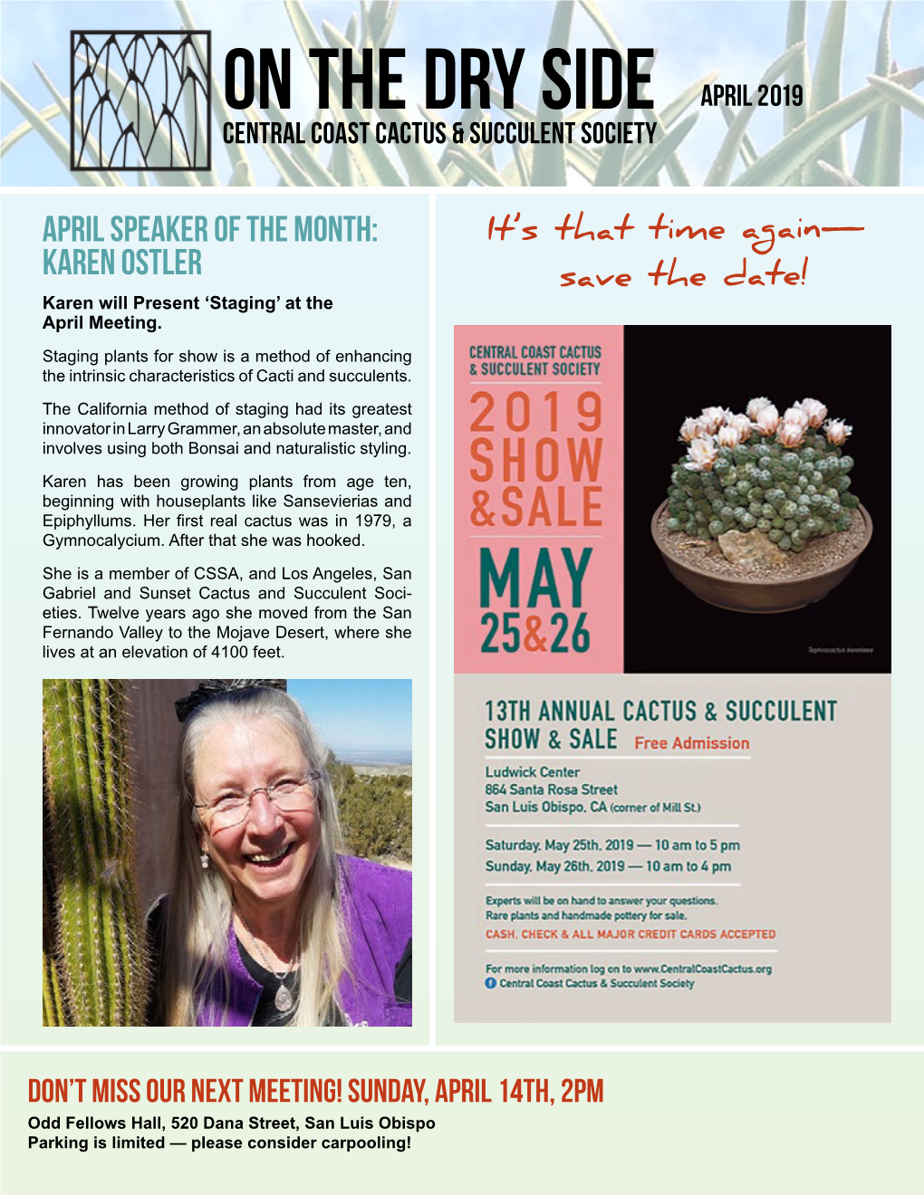 On the Dry Side April 2019 Central Coast Cactus & Succulent Society