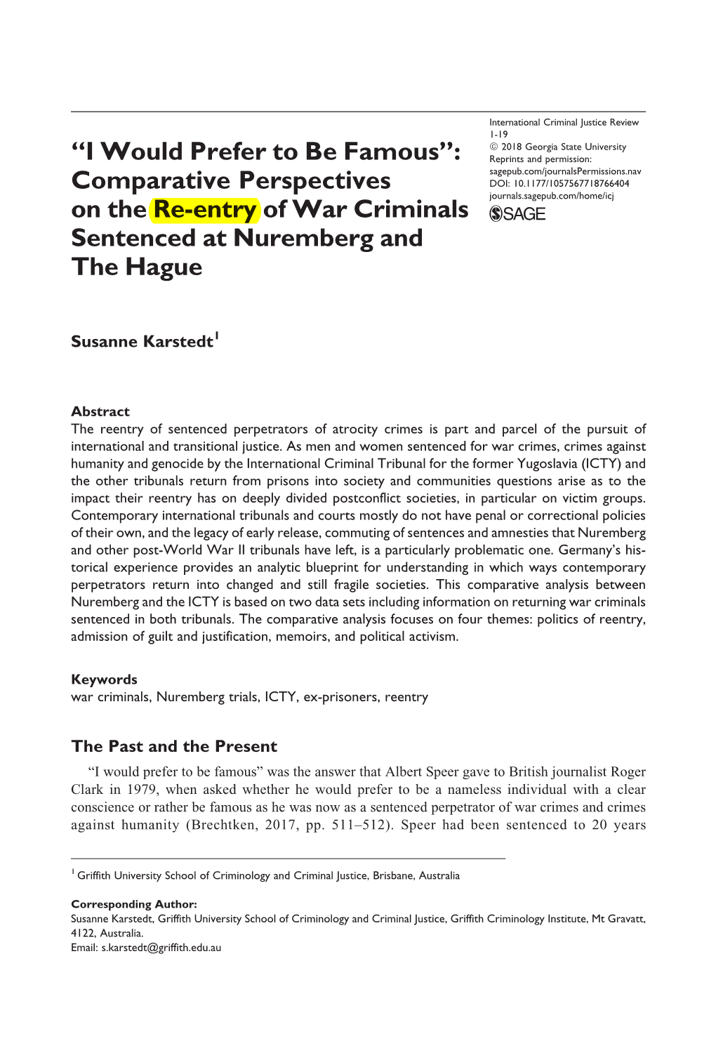 Comparative Perspectives on the Re-Entry