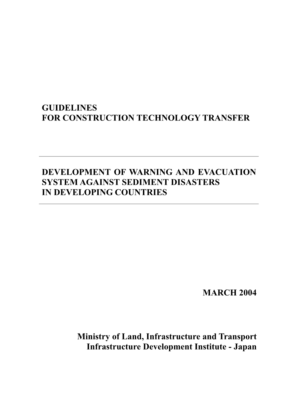 Guidelines for Construction Technology Transfer