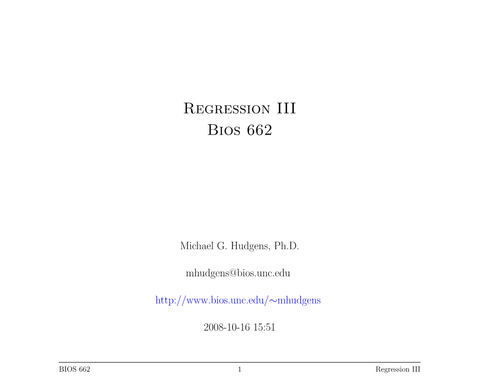 Regression III Bios 662