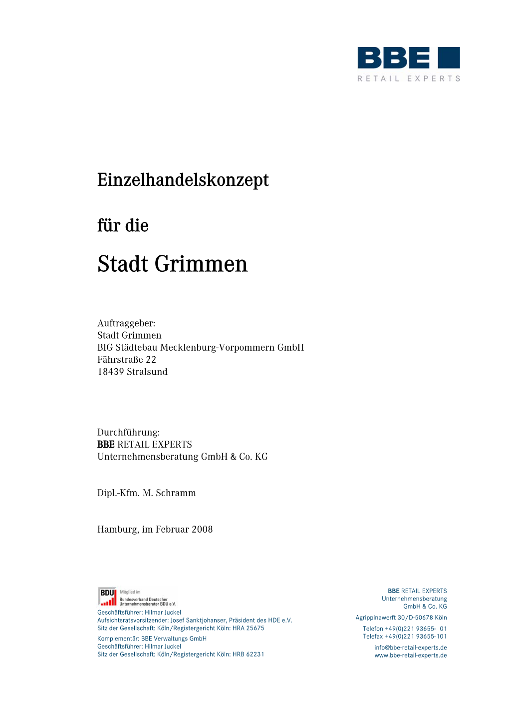 Einzelhandelskonzept Für Die Stadt Grimmen