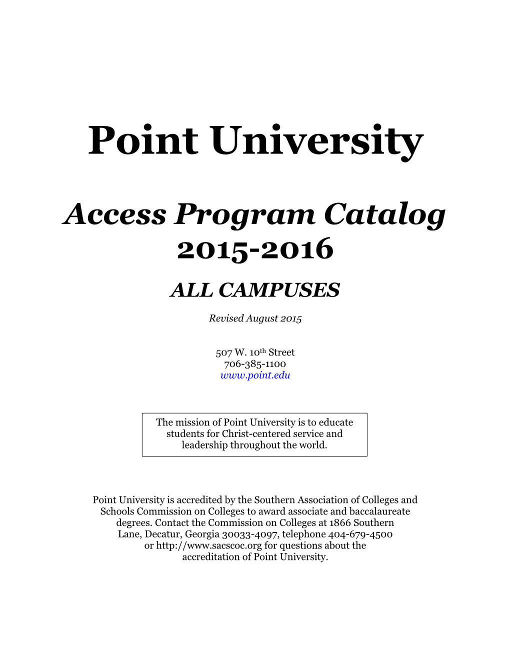 Access Program Catalog 2015-2016 ALL CAMPUSES