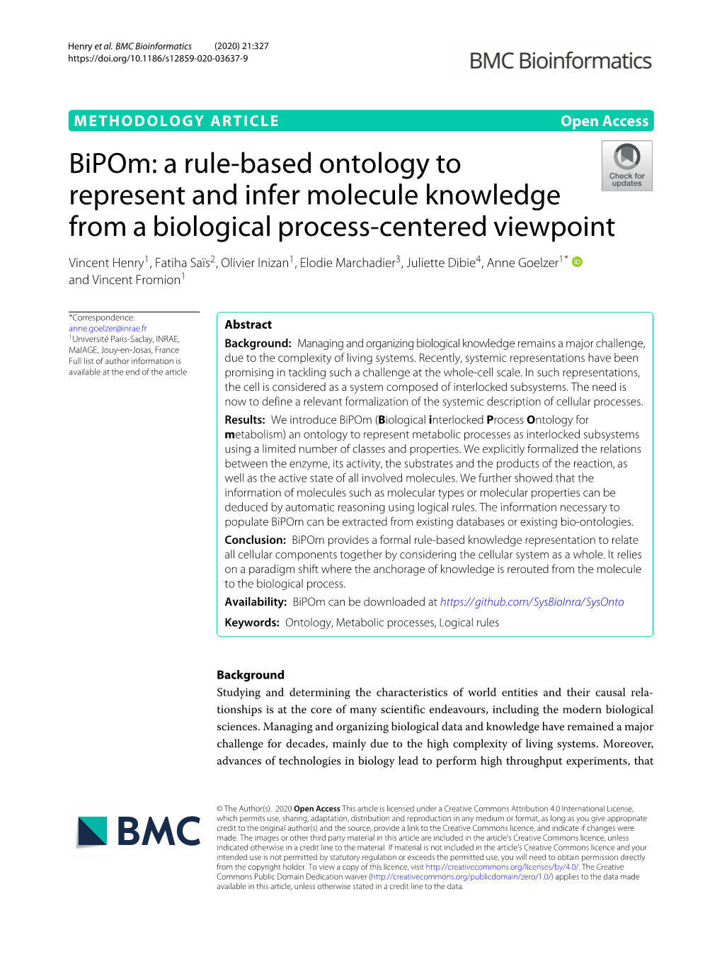 Downloaded at Keywords: Ontology, Metabolic Processes, Logical Rules