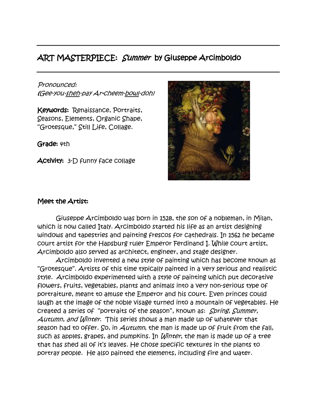 ART MASTERPIECE: Vertumnus (Spring), by Giuseppe Arcimboldo