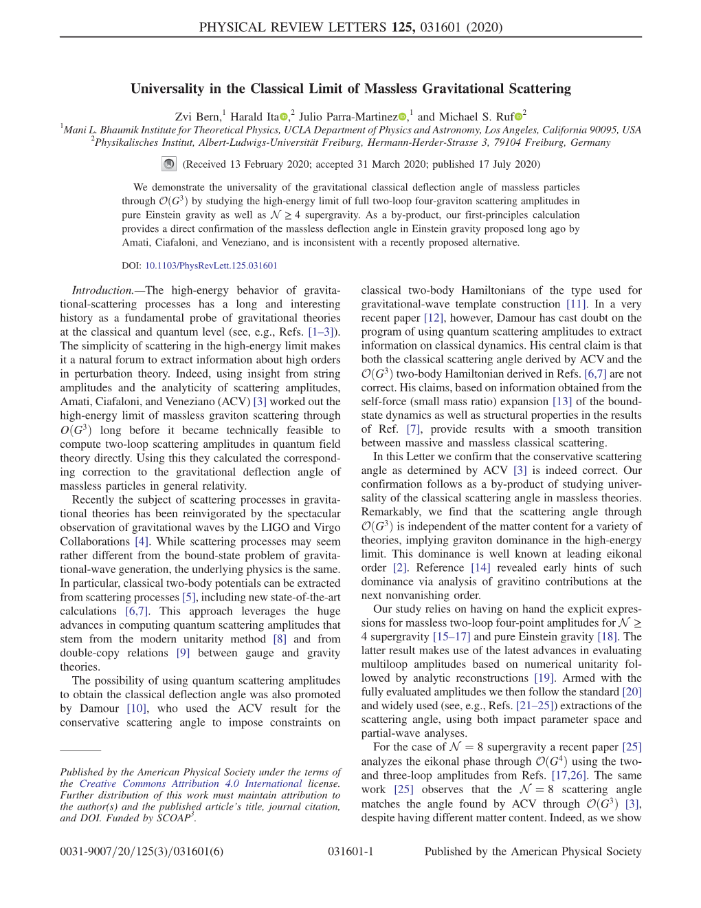 Universality in the Classical Limit of Massless Gravitational Scattering