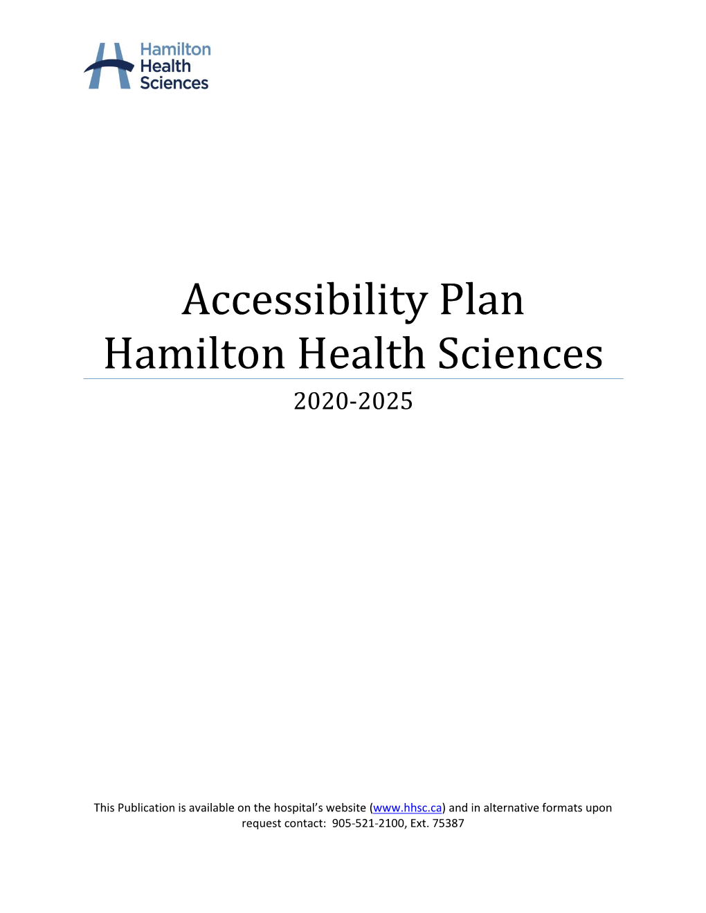 Annual Accessibility Plan for Hamilton Health Sciences