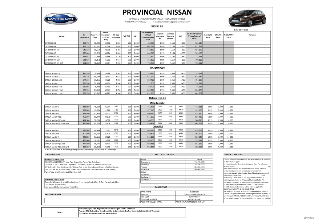 Datsun Price