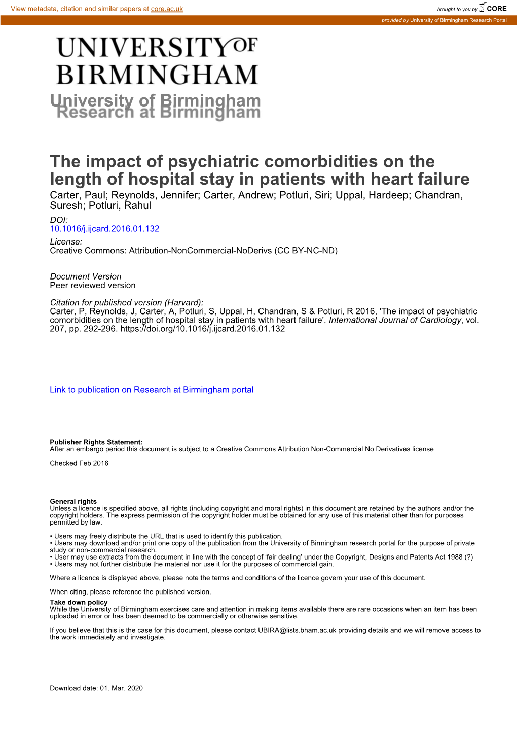 The Impact of Psychiatric Comorbidities on the Length Of