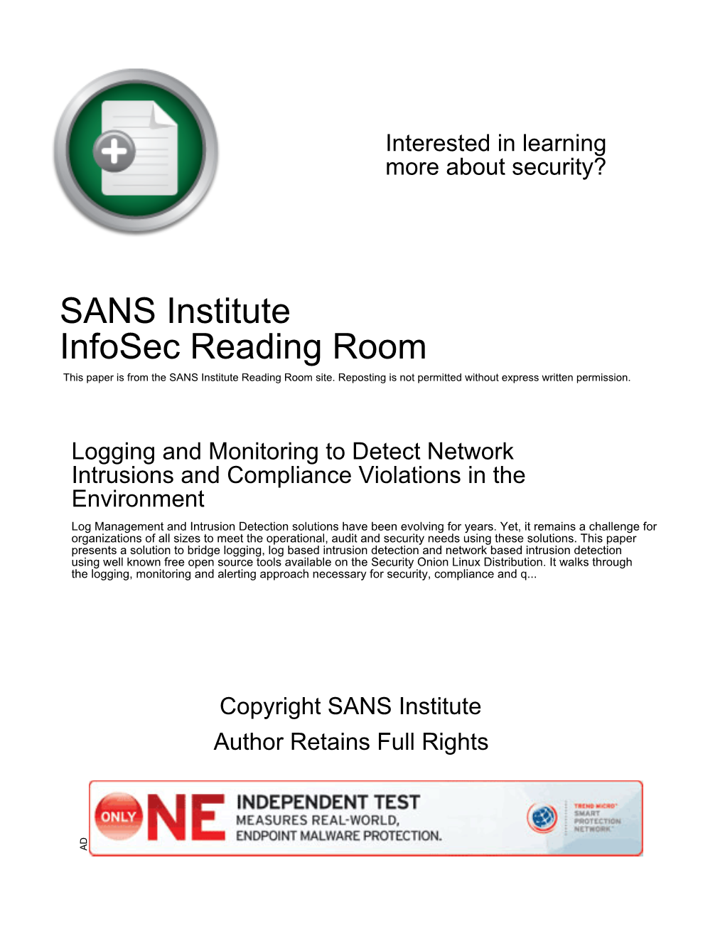 Logging and Monitoring to Detect Network Intrusions and Compliance Violations in the Environment