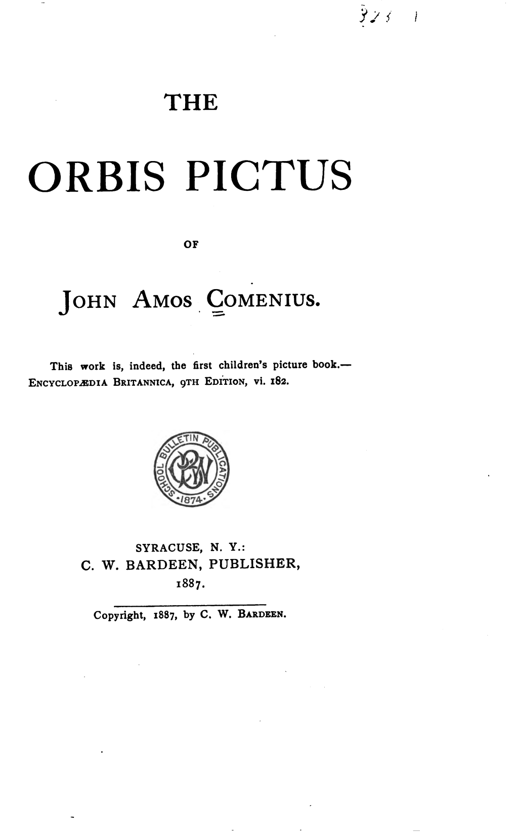 The Orbis Pictus of John Amos Comenius