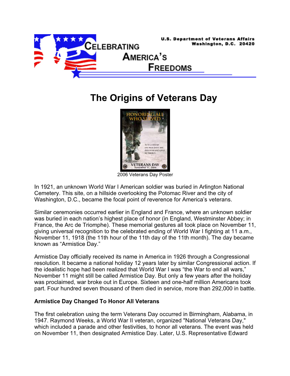 The Origins of Veterans Day