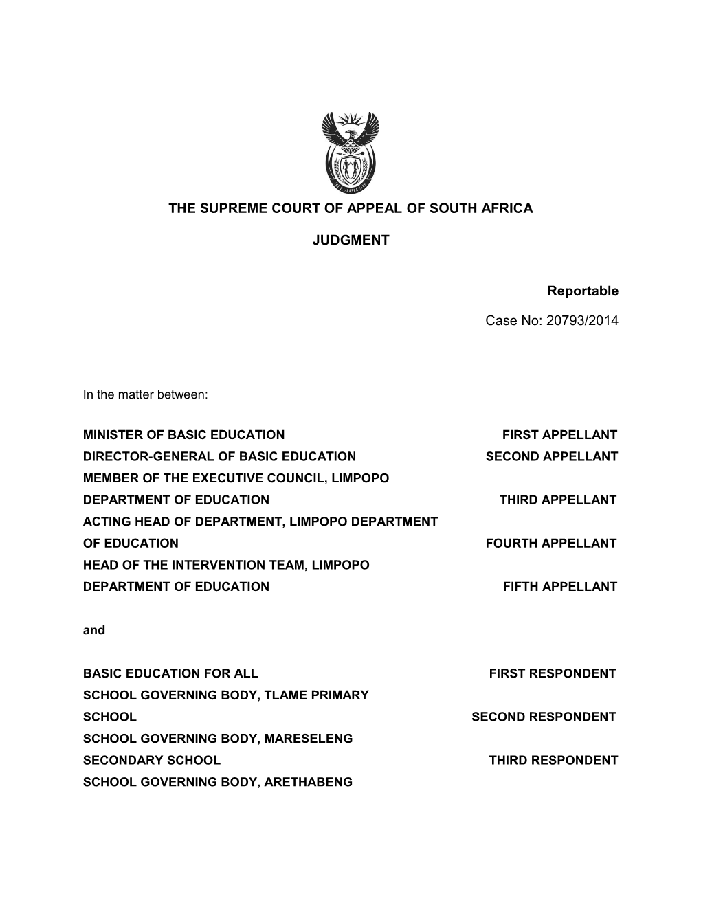 The Supreme Court of Appeal of South Africa s9