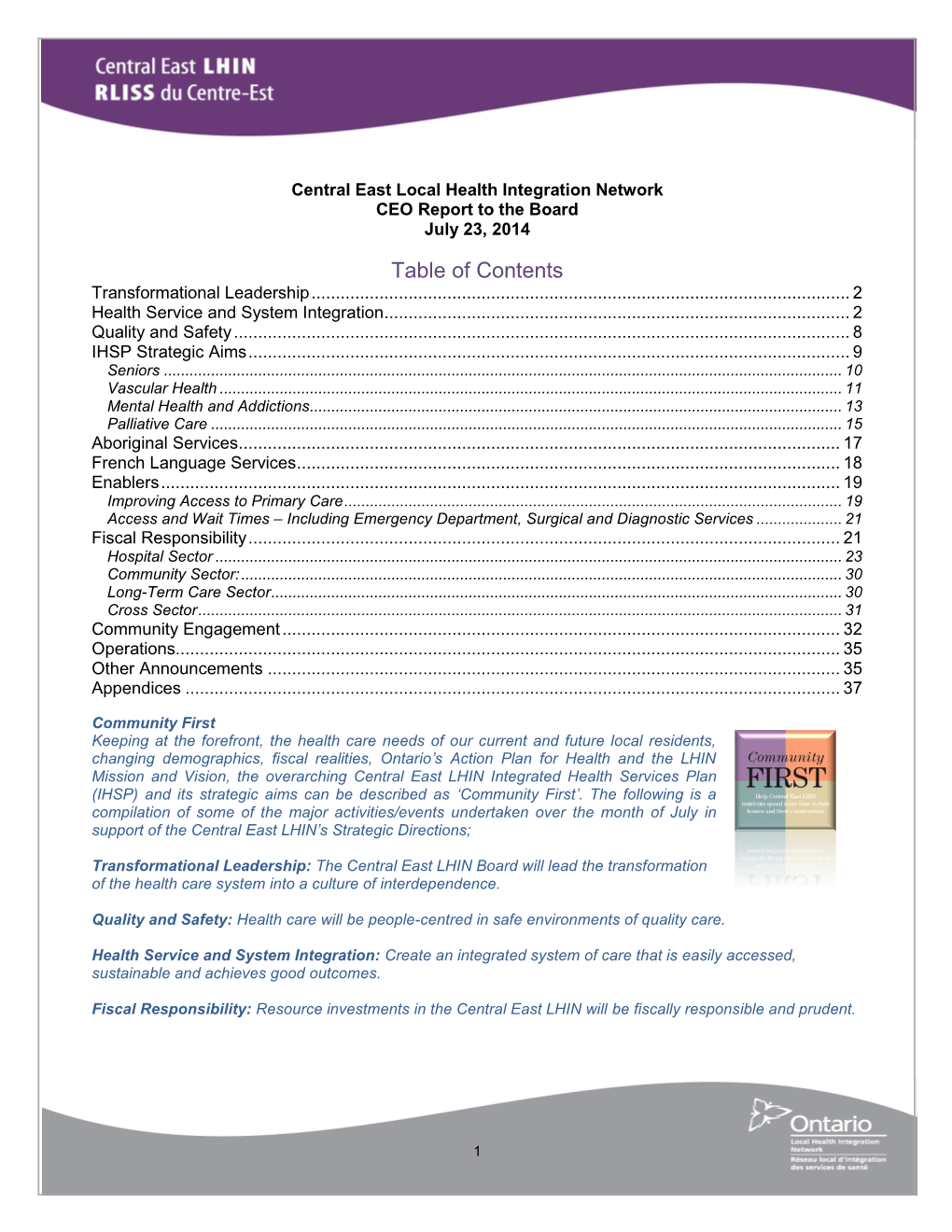 Table of Contents Transformational Leadership