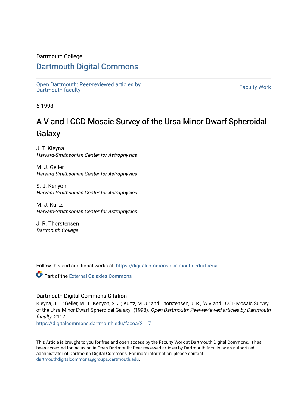 A V and I CCD Mosaic Survey of the Ursa Minor Dwarf Spheroidal Galaxy