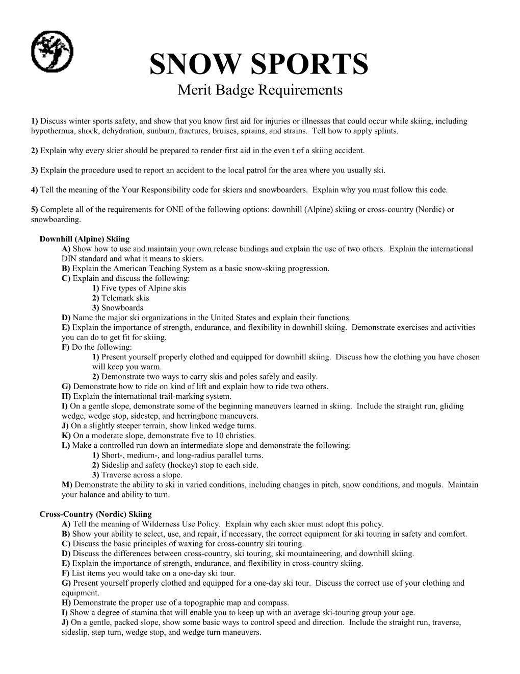 Merit Badge Requirements