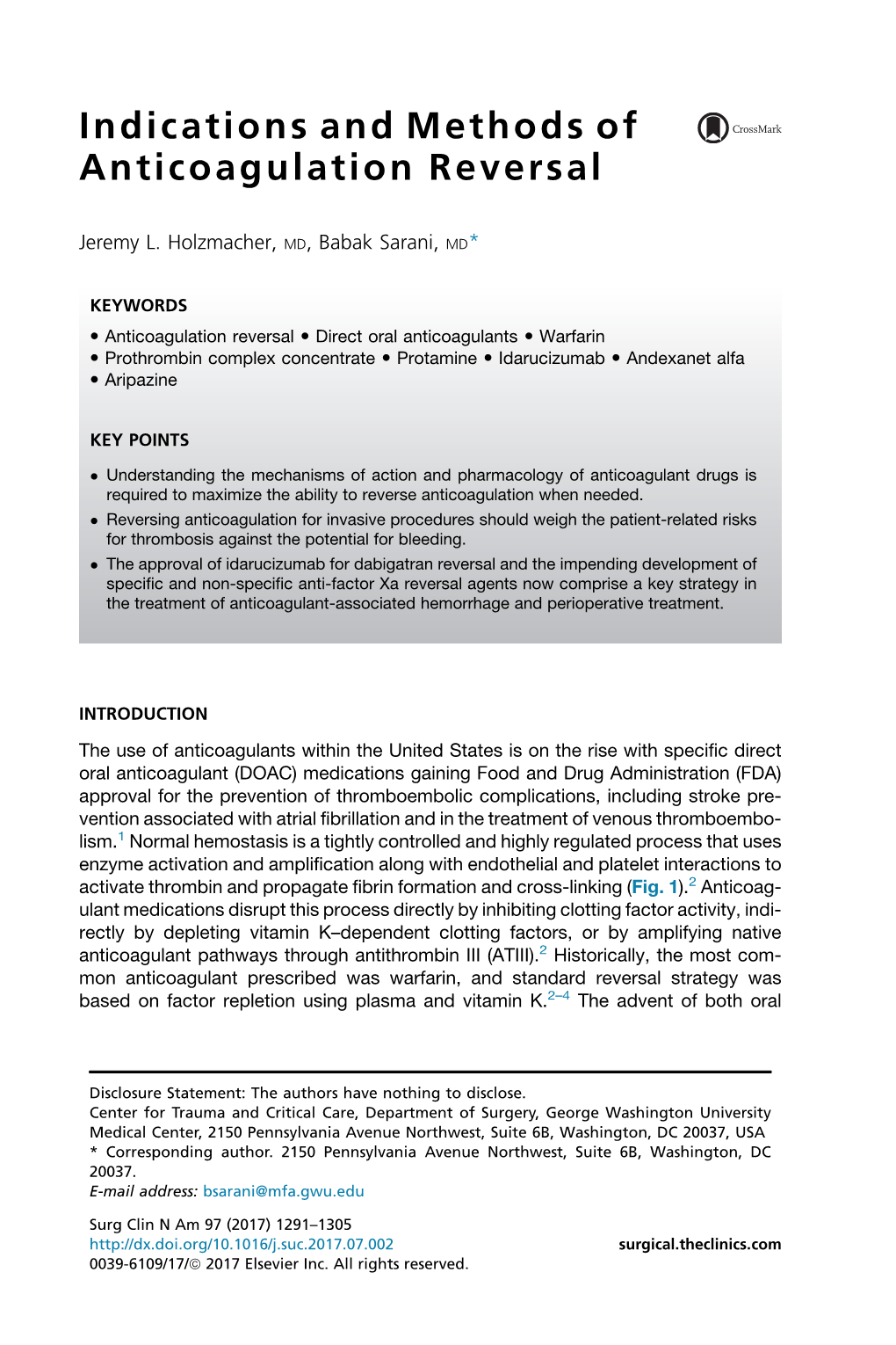 Indications and Methods of Anticoagulation Reversal