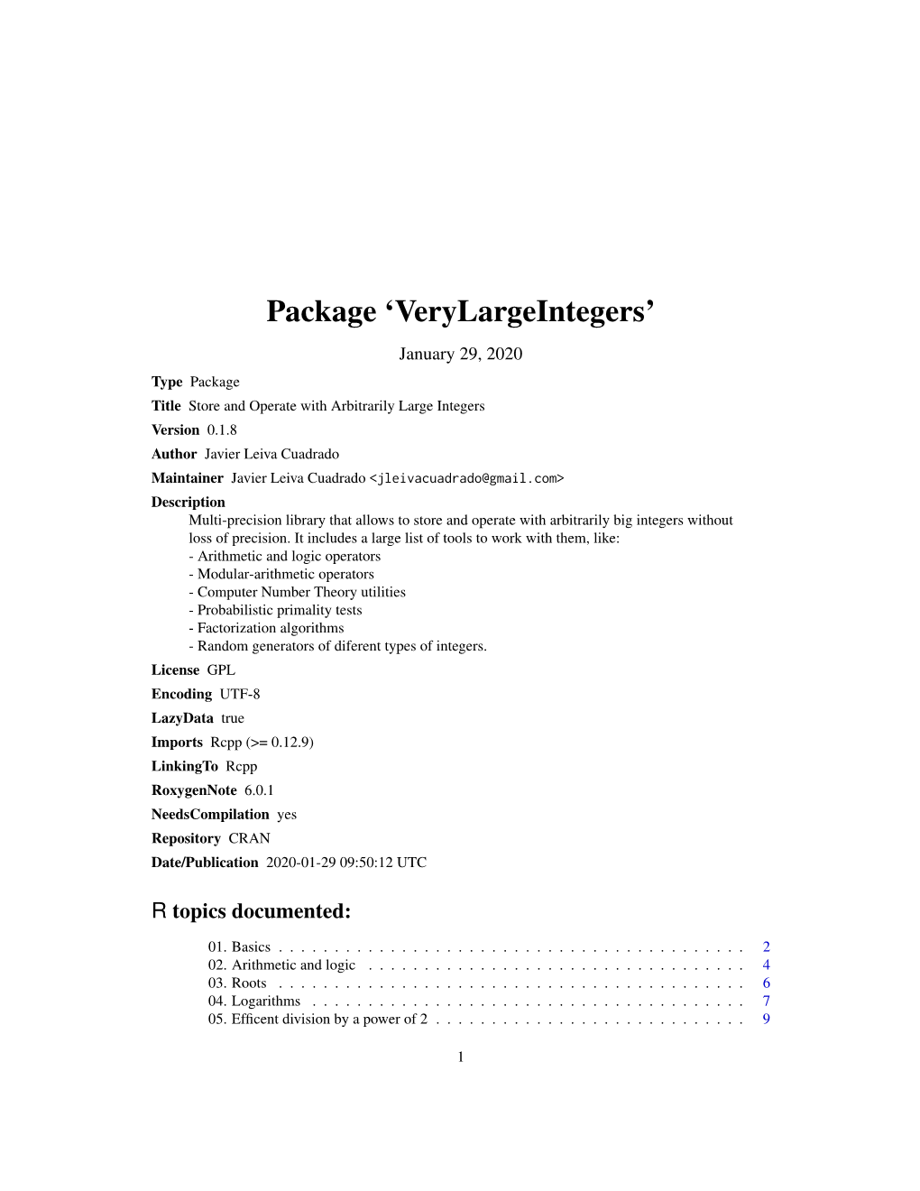 Package 'Verylargeintegers'
