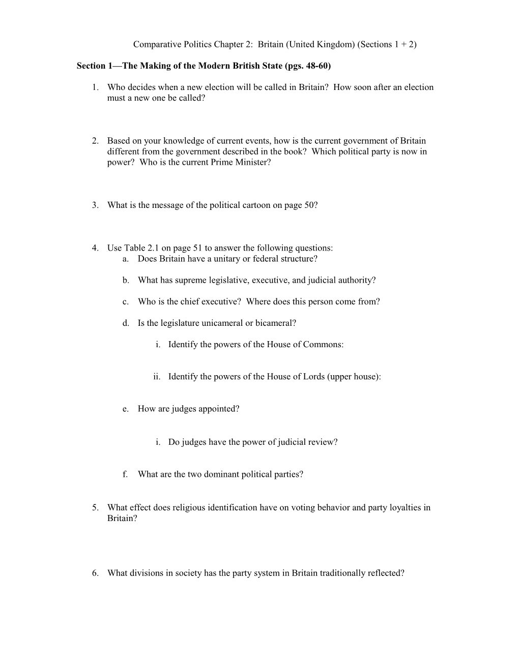 Section 1 the Making of the Modern British State (Pgs. 48-60)