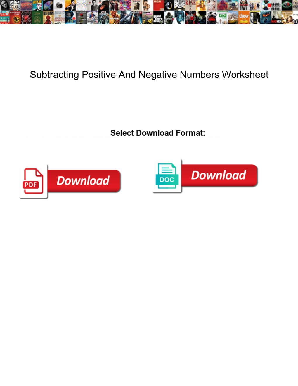 Subtracting Positive and Negative Numbers Worksheet