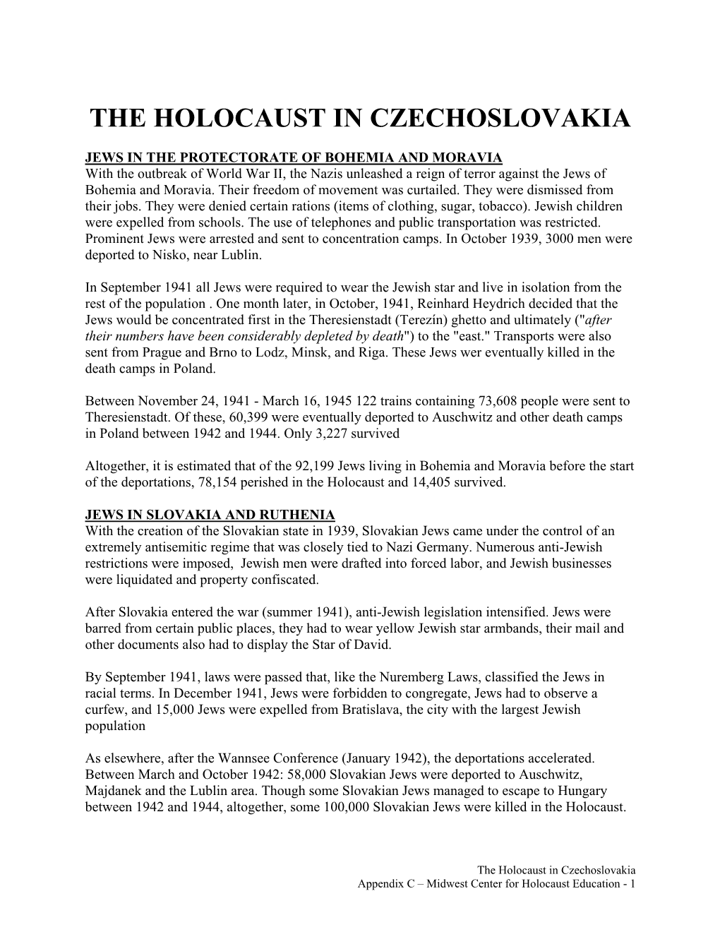 The Holocaust in Czechoslovakia