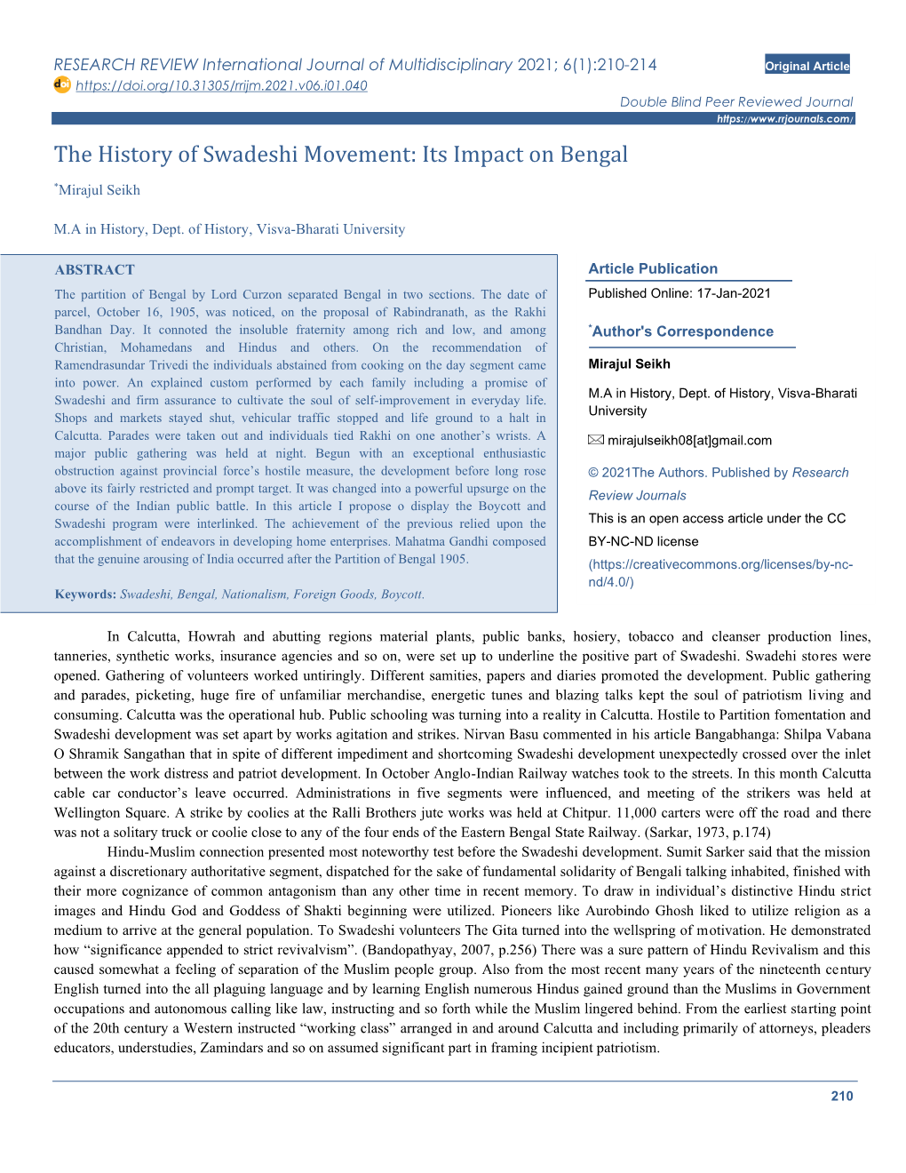The History of Swadeshi Movement: Its Impact on Bengal