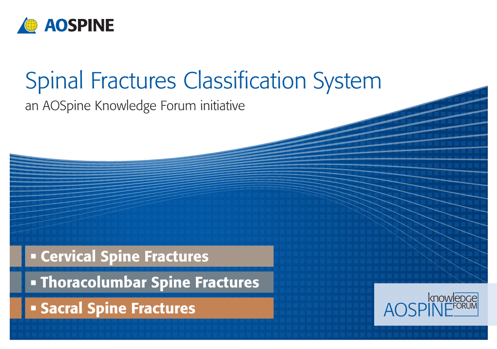 Spinal Fractures Classification System an Aospine Knowledge Forum Initiative