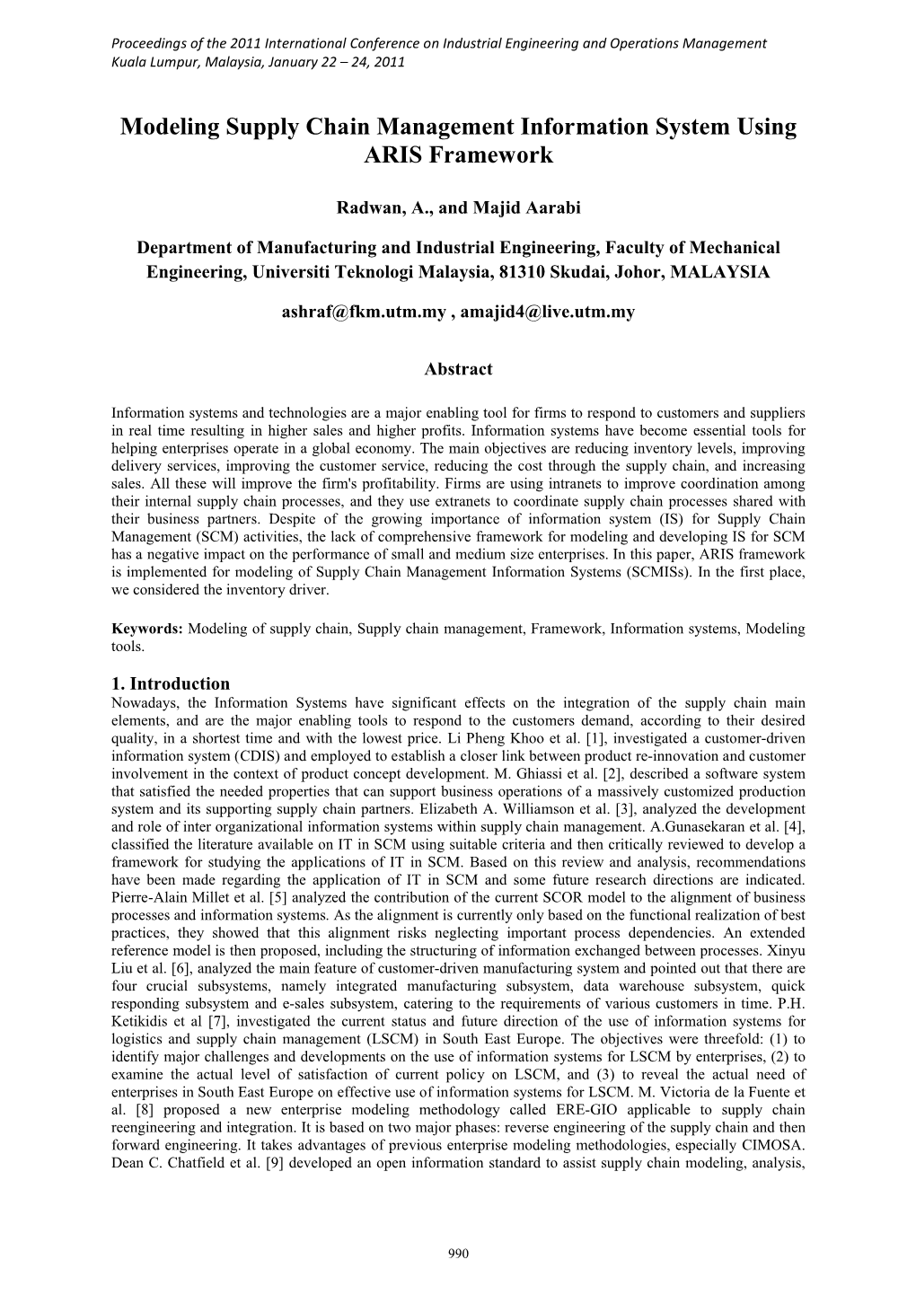 Modeling Supply Chain Management Information System Using ARIS Framework