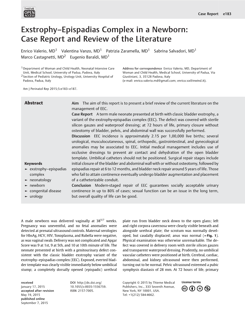 Exstrophy–Epispadias Complex in a Newborn: Case Report and Review of the Literature