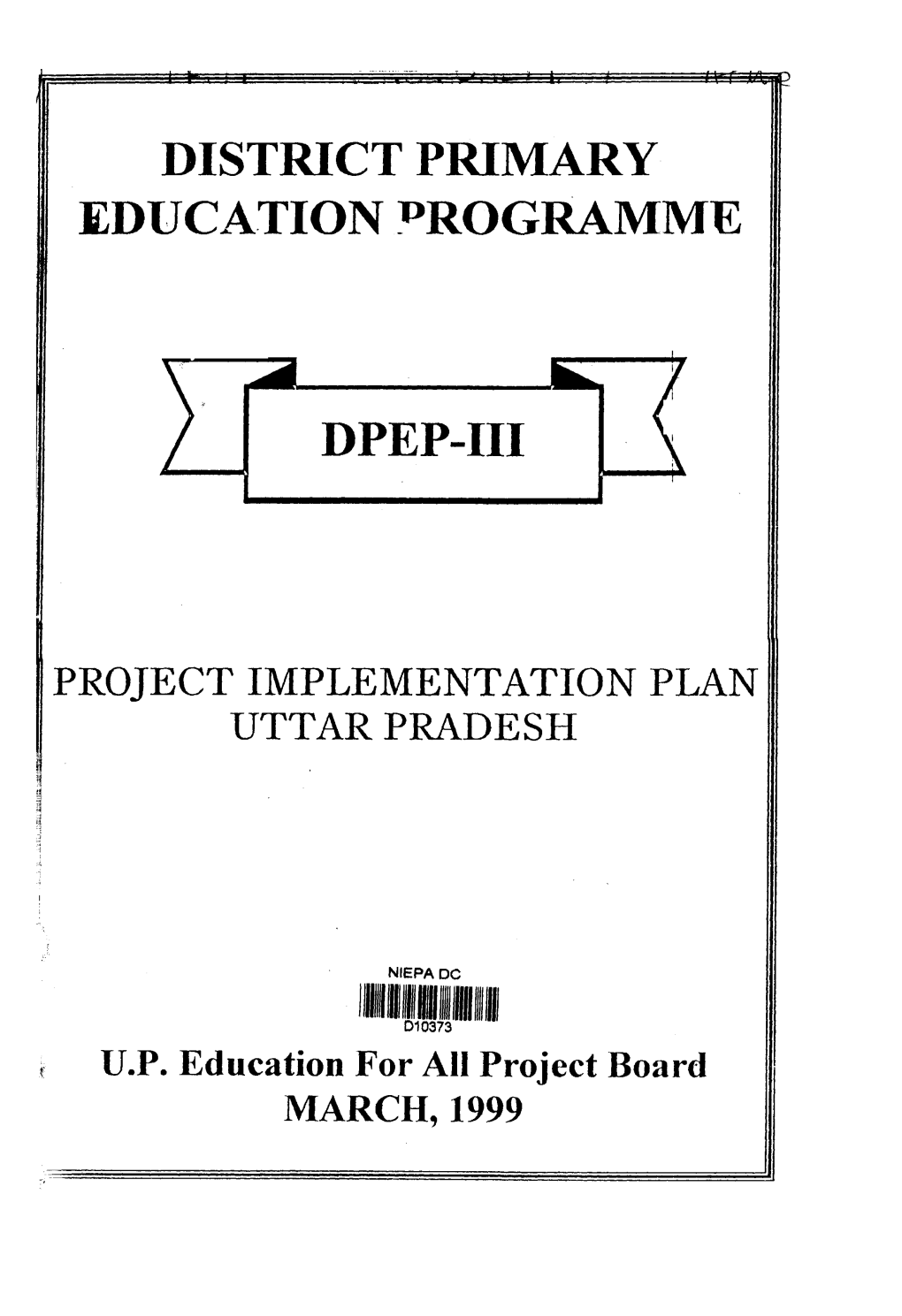 DISTRICT PRIMARY EDUCATION »>ROGRAMME DPEP-III