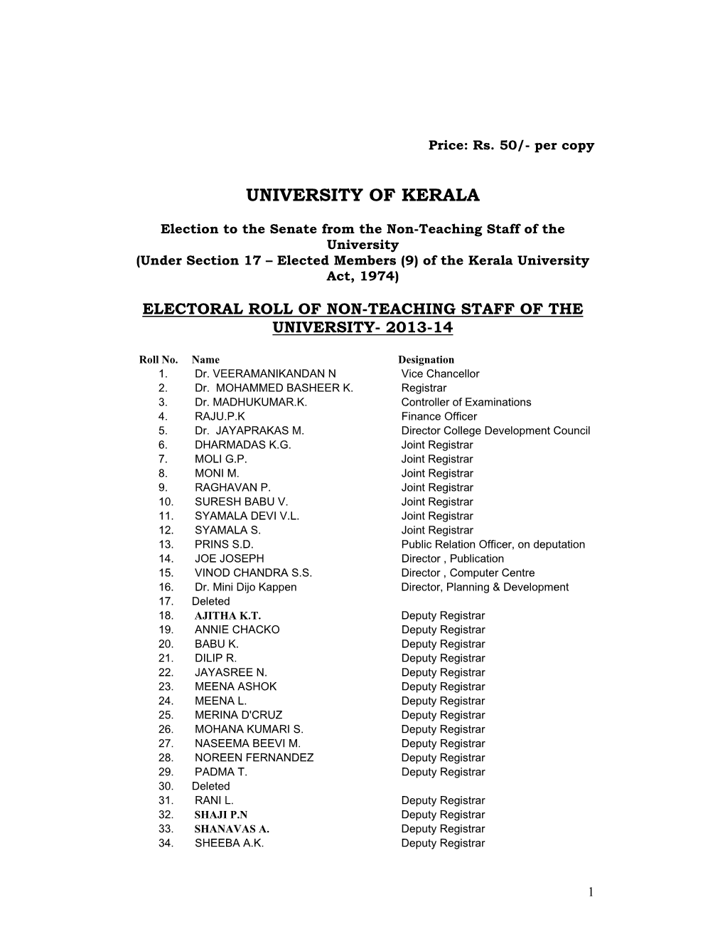 Non-Teaching Staffs of University