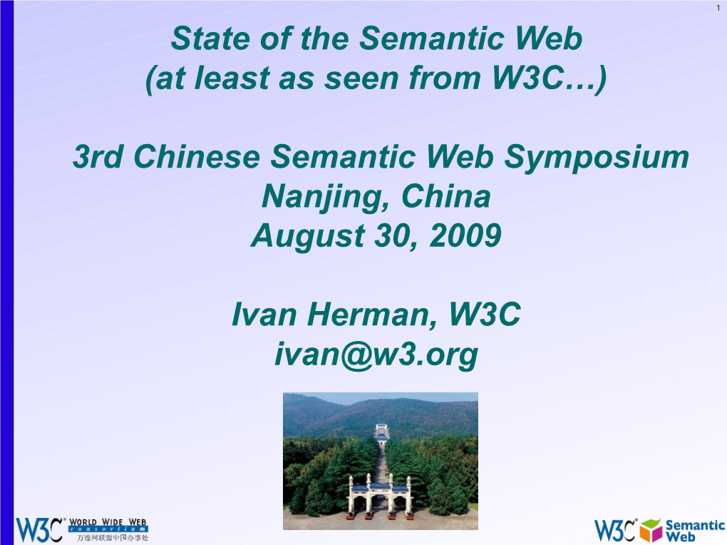 State of the Semantic Web (At Least As Seen from W3C…)