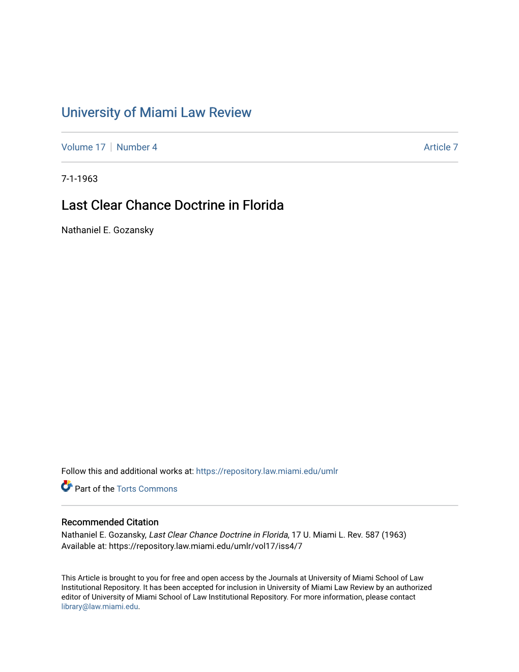 Last Clear Chance Doctrine in Florida