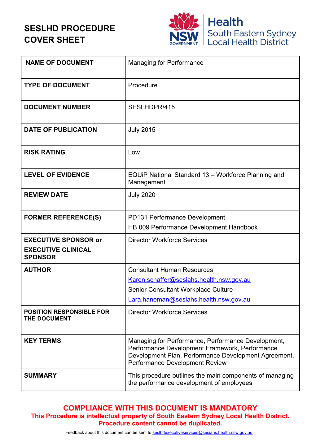 Seslhd Procedure