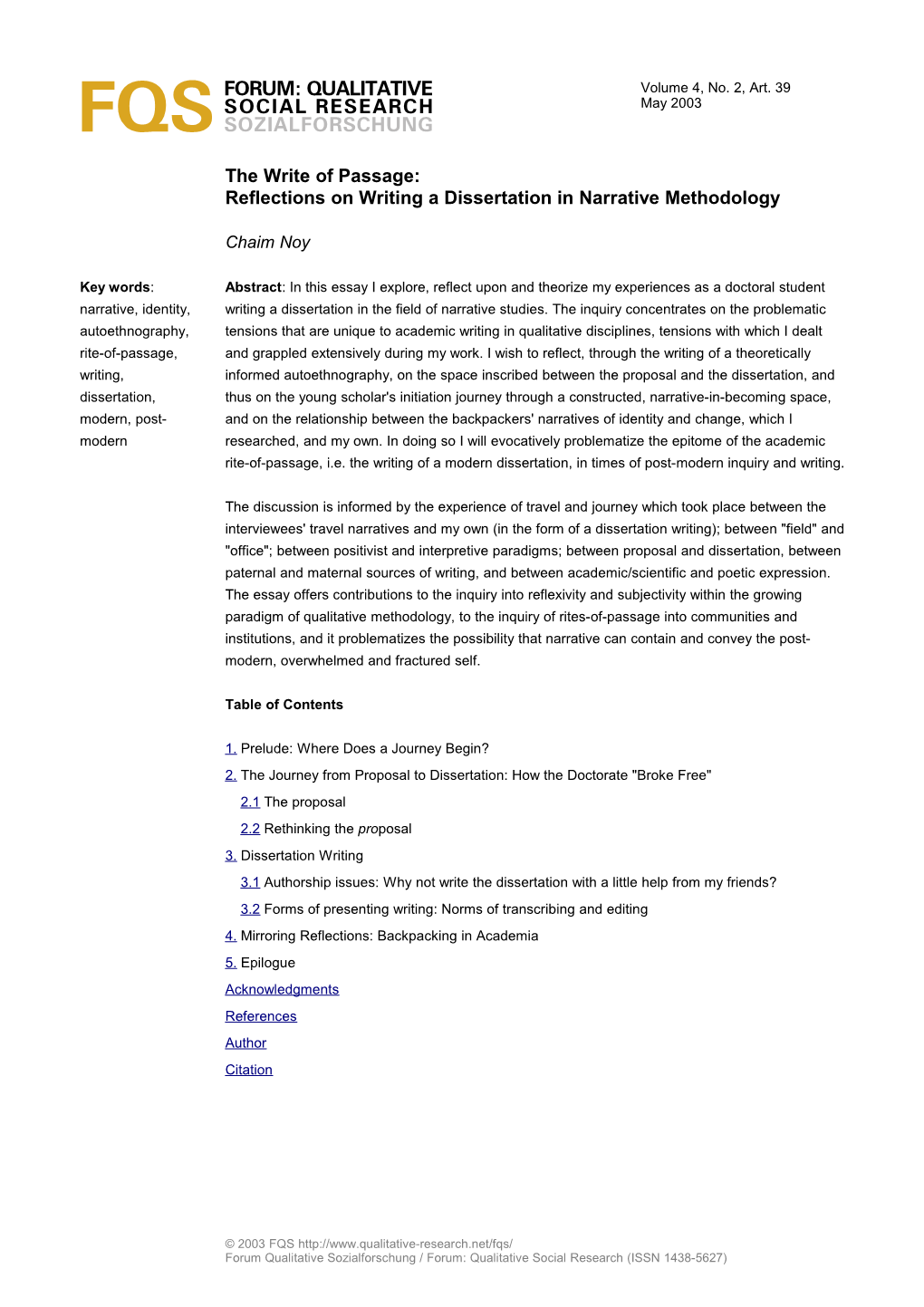 Forum: Qualitative Social Research Sozialforschung