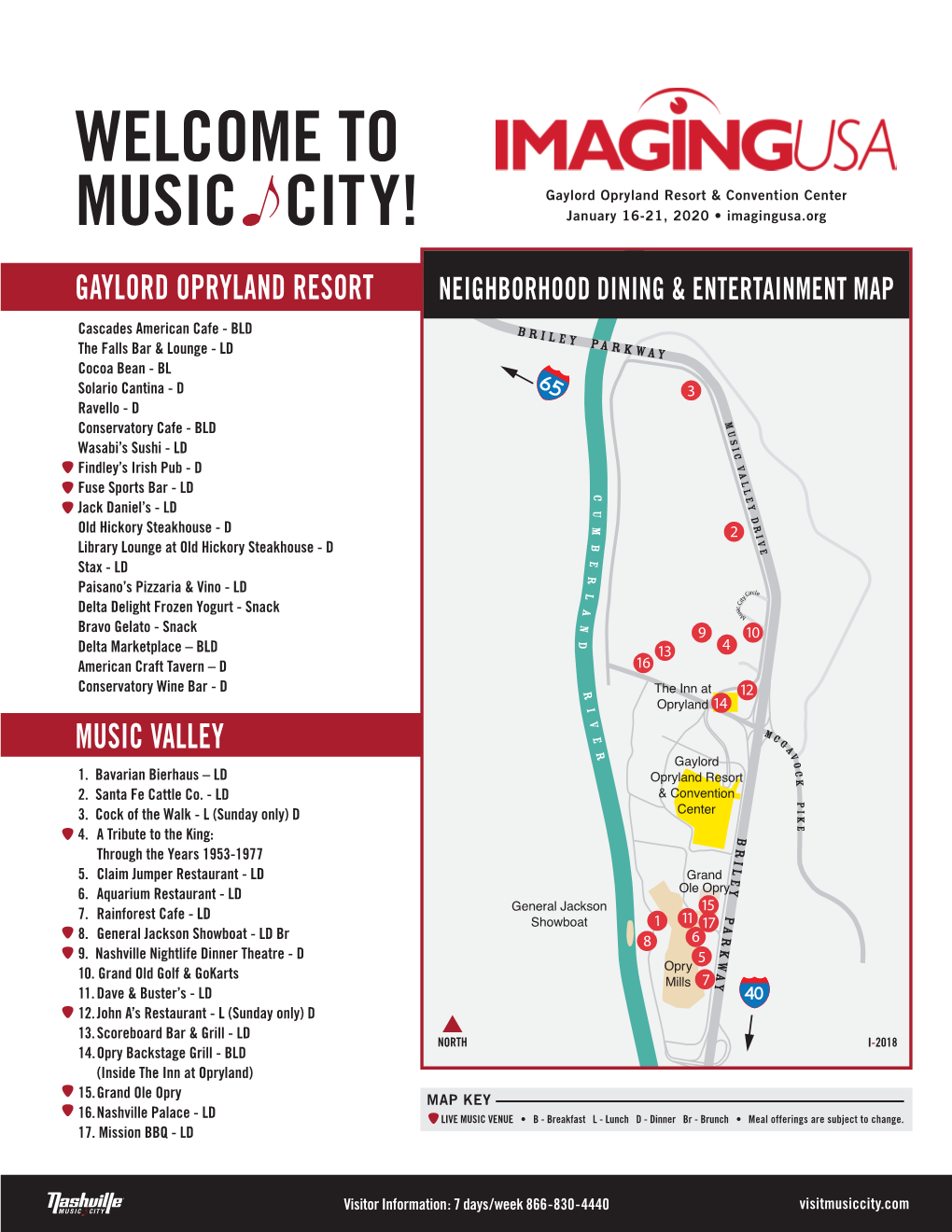 MUSIC CITY! January 16-21, 2020 • Imagingusa.Org