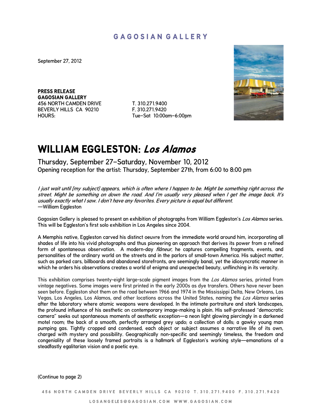 WILLIAM EGGLESTON: Los Alamos