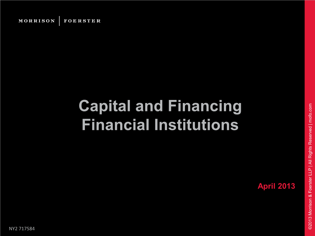 Capital and Financing Financial Institutions