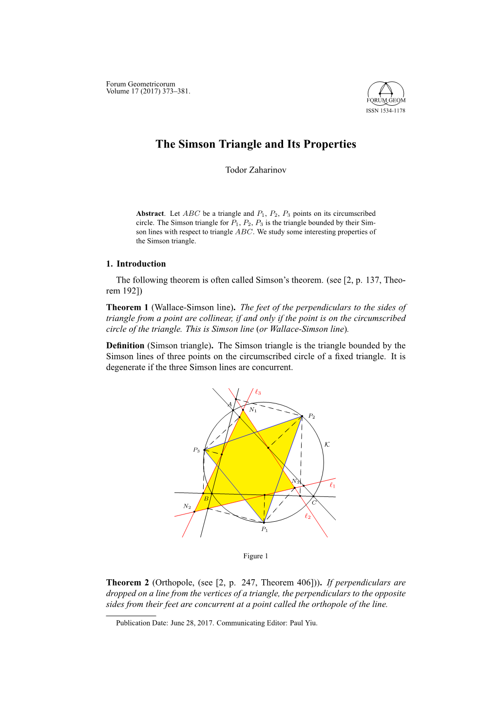 The Simson Triangle and Its Properties