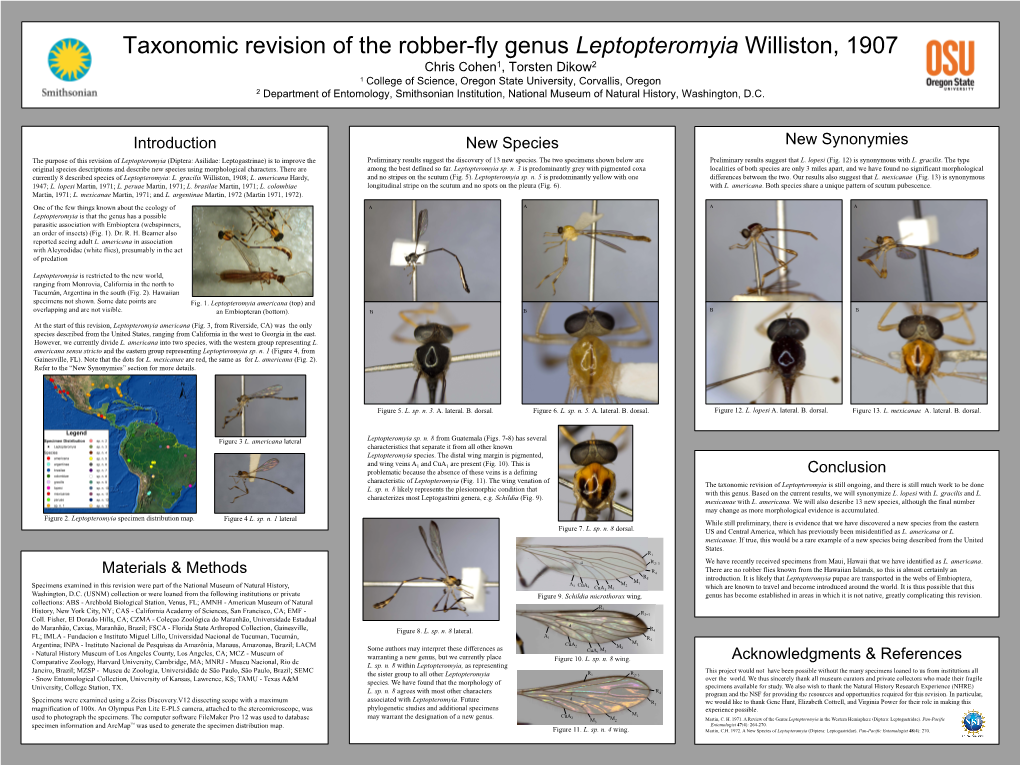 Taxonomic Revision of the Robber-Fly Genus Leptopteromyia Williston, 1907