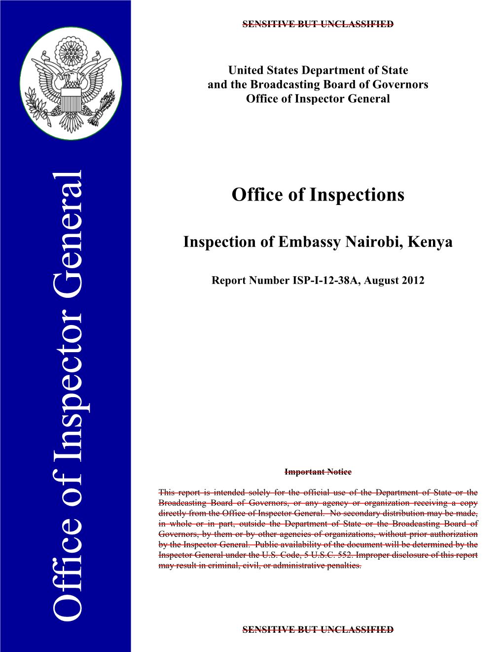 Inspection of Embassy Nairobi, Kenya
