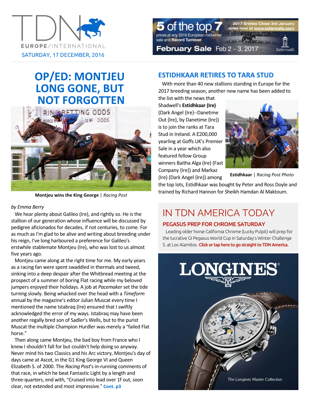 Montjeu Long Gone, but Not Forgotten