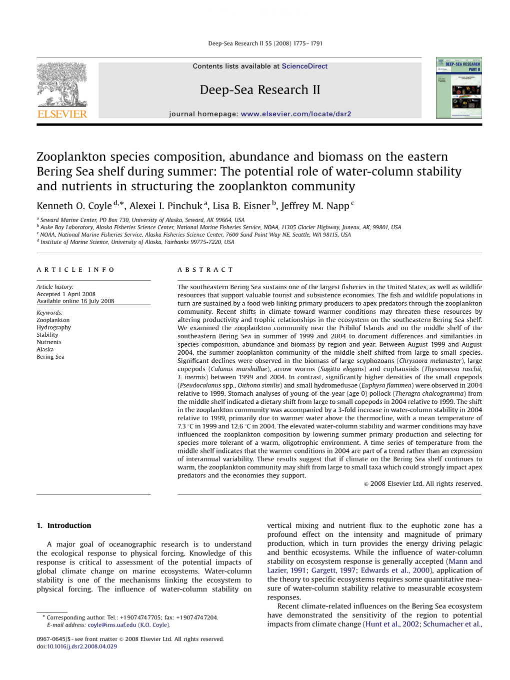 Zooplankton Species Composition, Abundance And