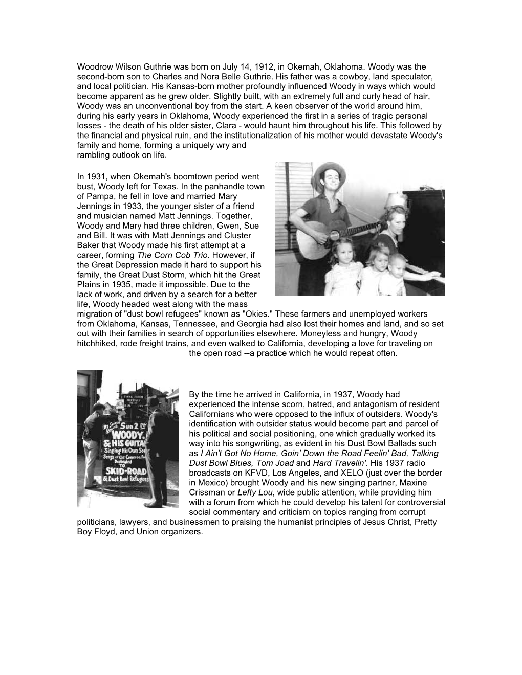 Woody Guthrie Biography