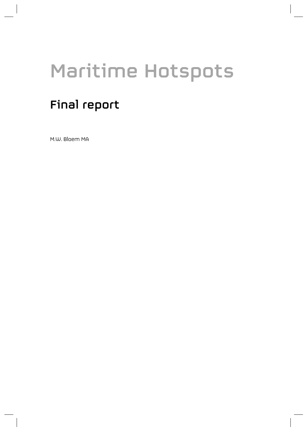 Maritime Hotspots Final Report