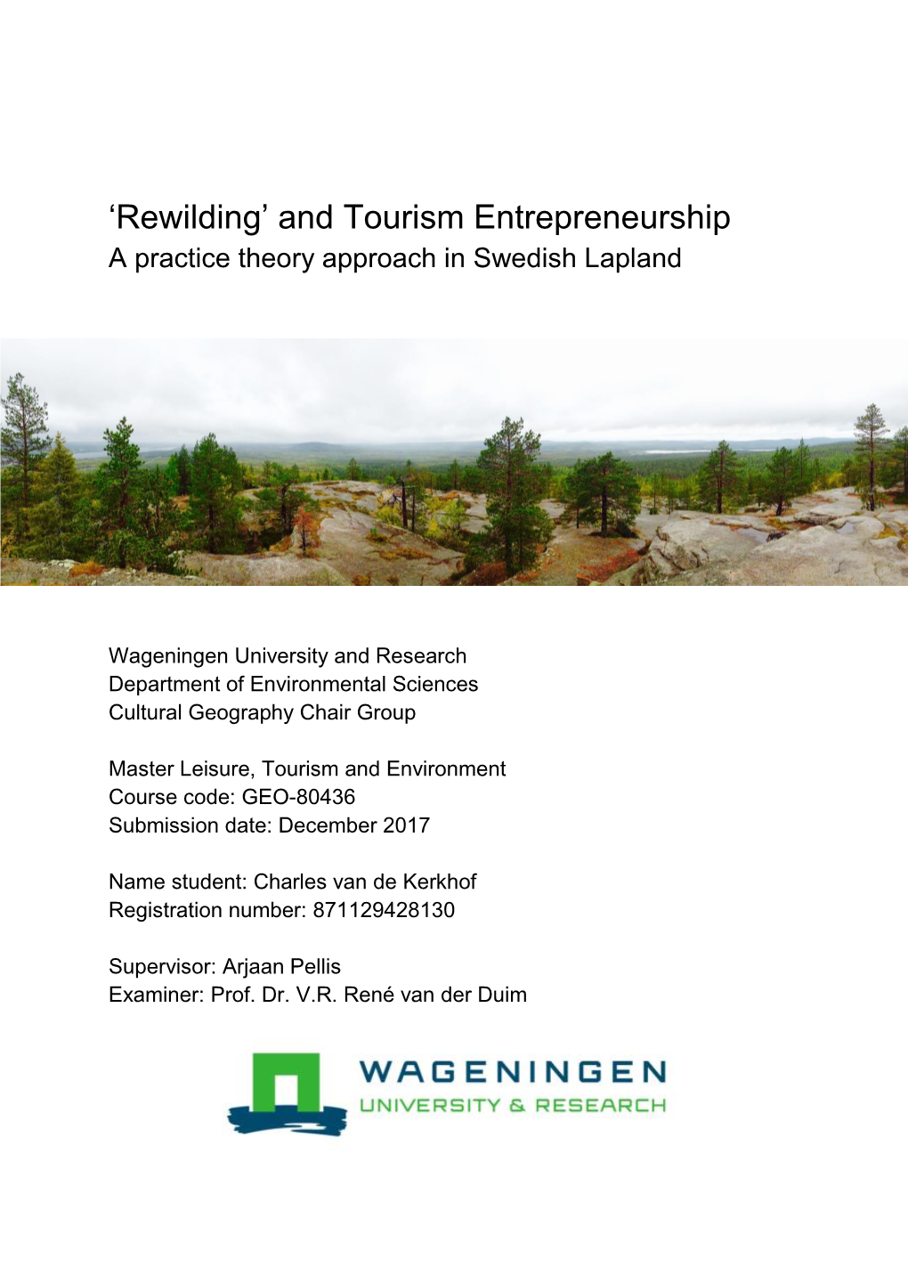 'Rewilding' and Tourism Entrepreneurship