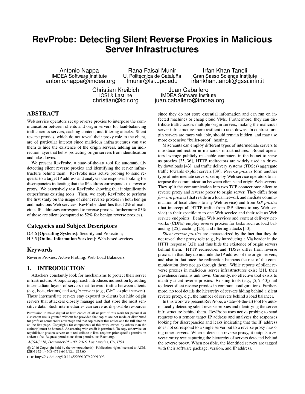 Revprobe: Detecting Silent Reverse Proxies in Malicious Server Infrastructures