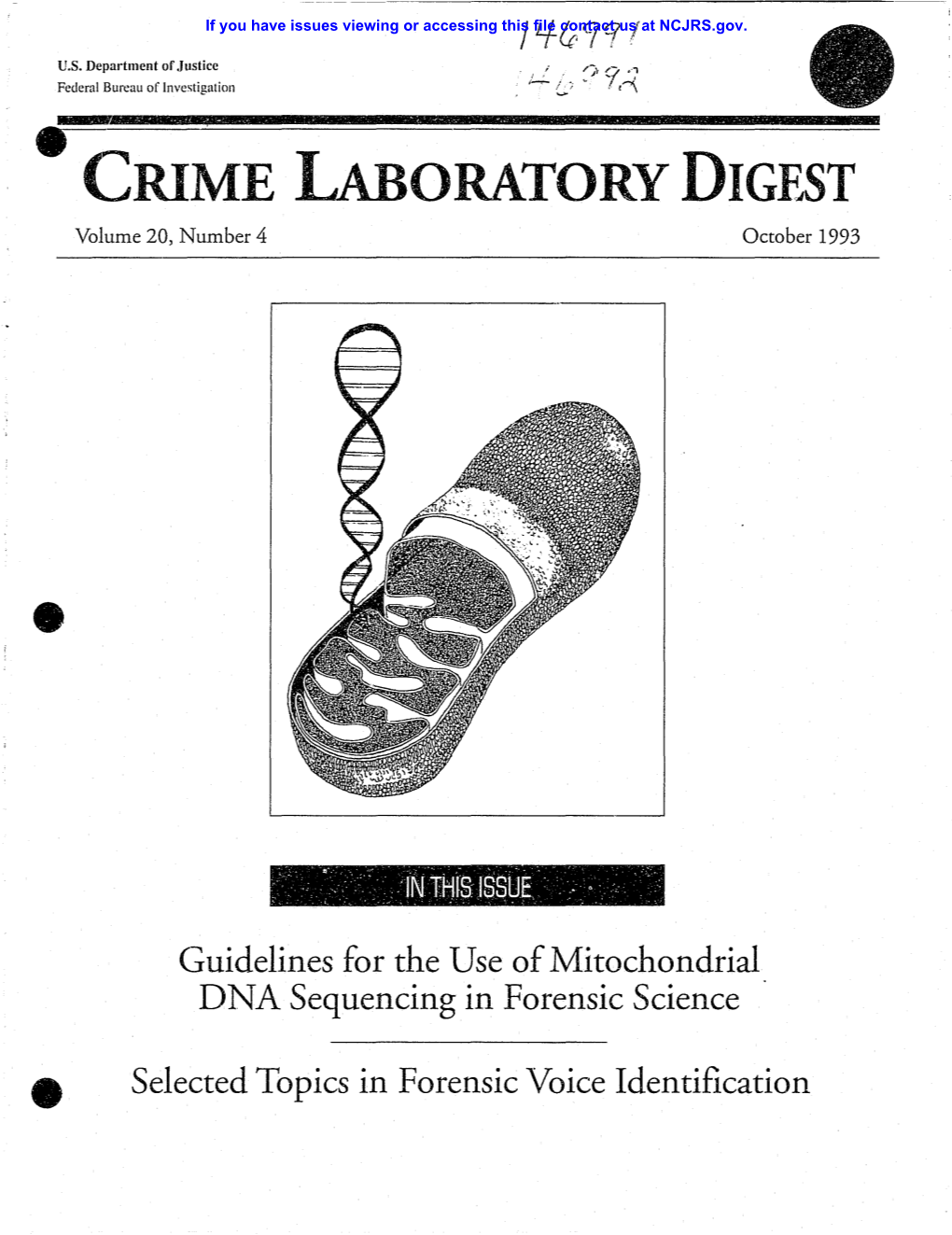 CRIME LABORATORY DIGF..5R Volume 20, Number 4 October 1993