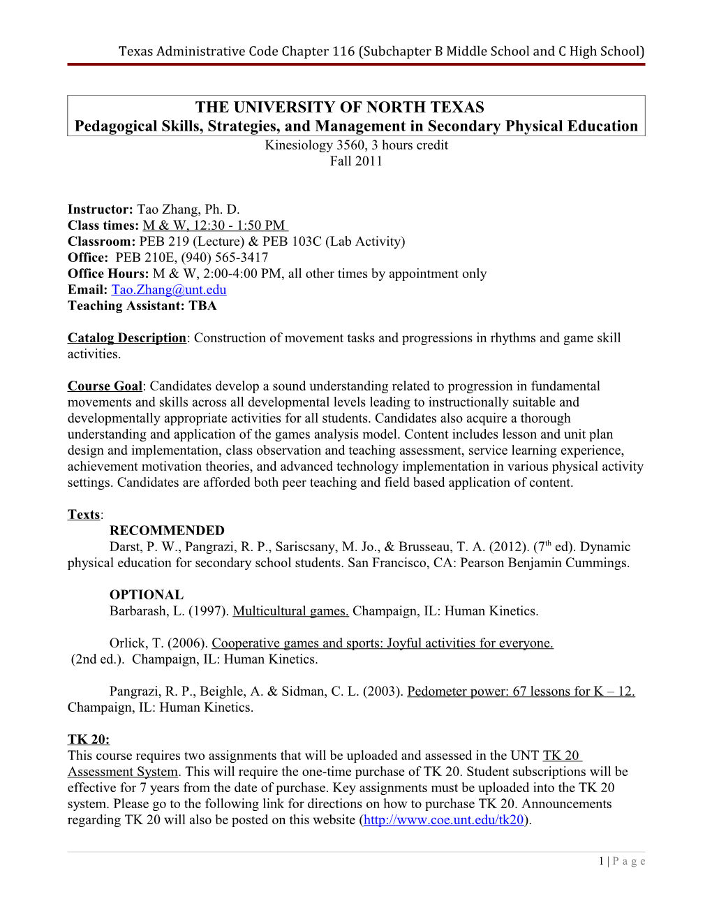 Texas Administrative Code Chapter 116 (Subchapter B Middle School and C High School)