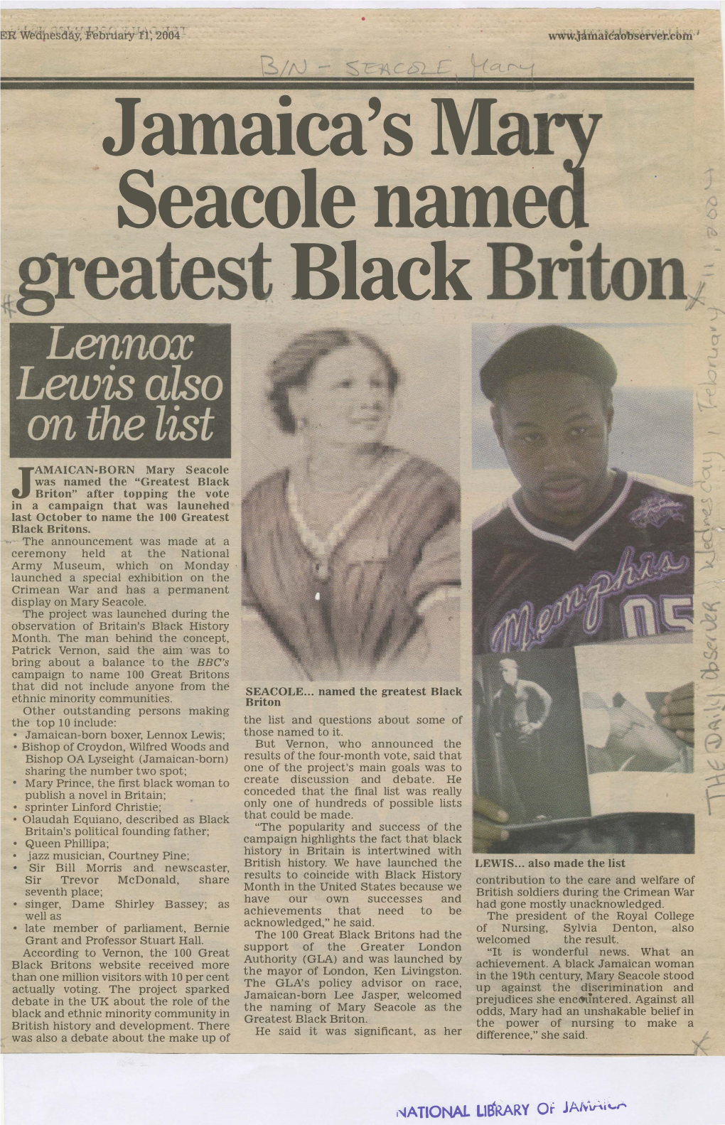 Jamaica's Mary Seacole Named Greatest Black Briton